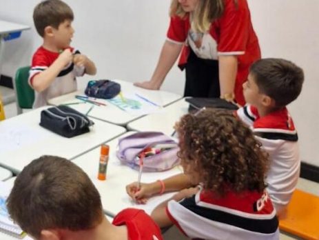 Professora Flavia e os alunos do 1º ano do EFAI